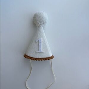 1st Birthday White and Brown Kids Party Hat